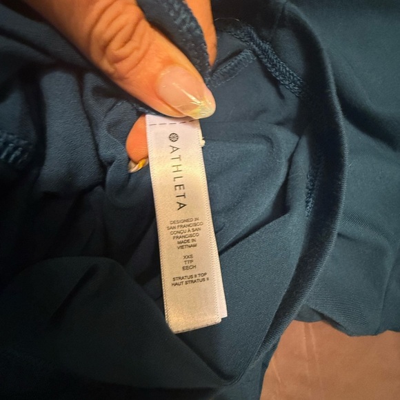 NWOT Athleta Blue/Green Teal Long Sleeve Activewear Tee Size XXS - Picture 5 of 8